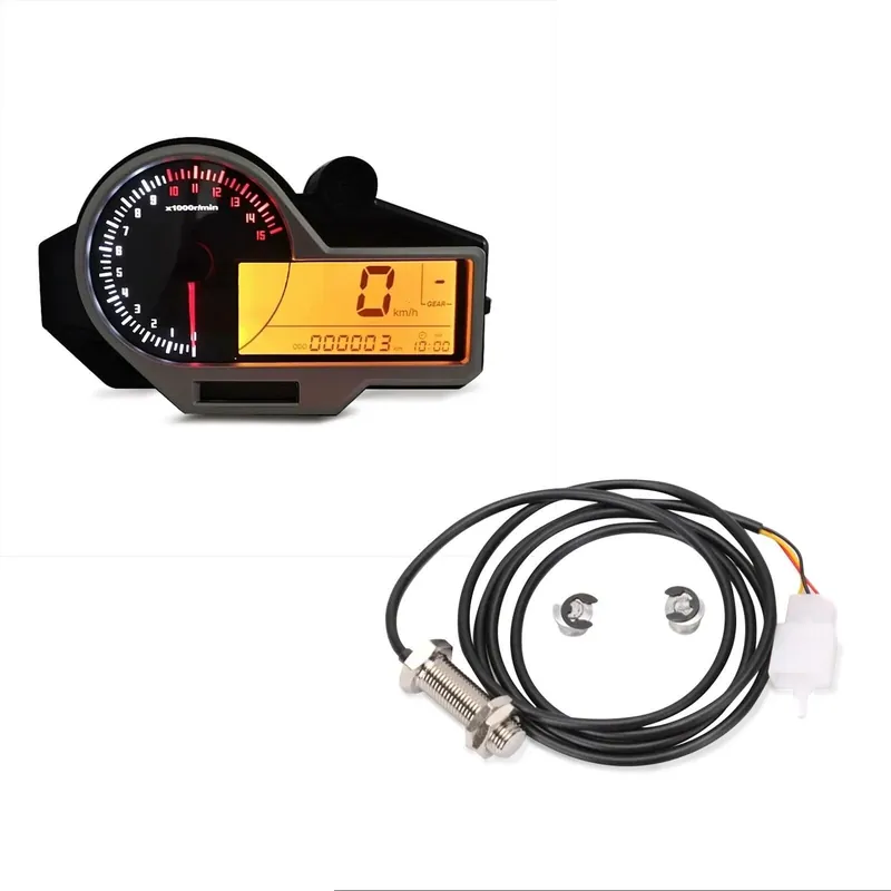Veilige Betaling Set: Digitale snelheidsmeter motor Zaddox SM18 cockpit kilometerteller LCD + Snelheidssensor met magneet voor digital Kilometerteller Zaddox snelheidsmeter kabel universeel
