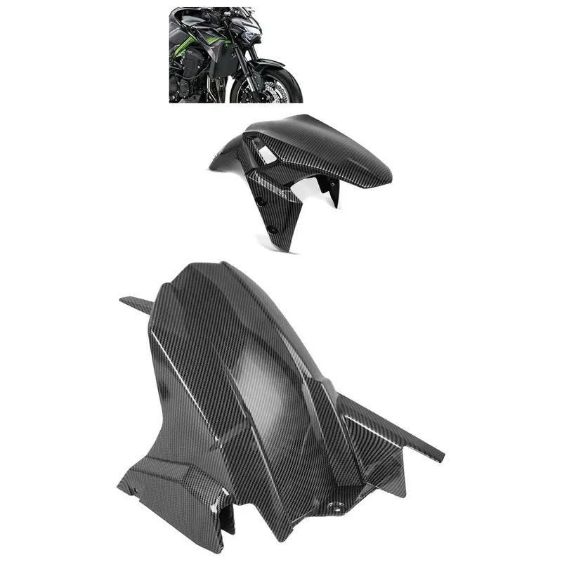 Set: voorspatbord passend voor Kawasaki Z 900 17-26 voorspatbord Zaddox carbon look + achterwielkap passend voor Kawasaki Z 900 / RS 17-26 Motoguard XU1 achterspatbord carbon Shop Nu