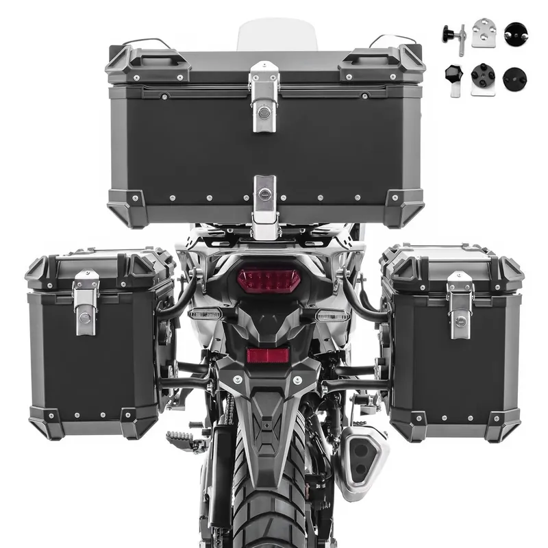Beperkt Aanbod Set Motor Aluminium Zijkoffers + topkoffer Bagtecs koffers topcase XW38-XB65 zwart