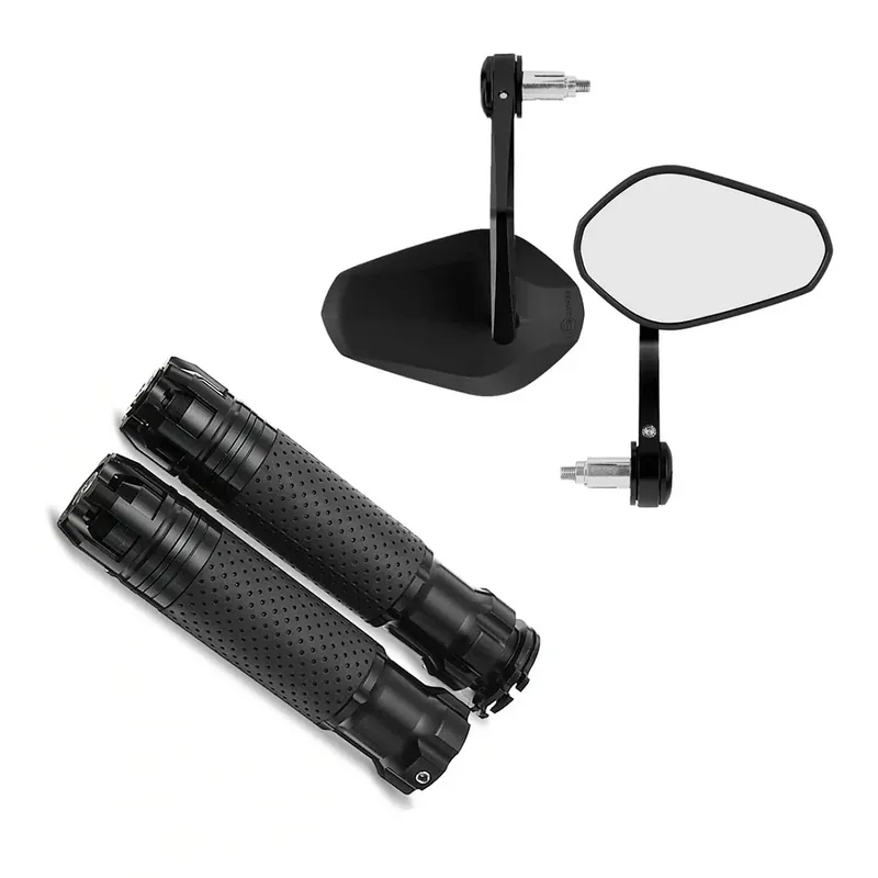 Set: Stuureindspiegels met E-keur achteruitkijkspiegel paar Zaddox SP2 + stuurgrepen Zaddox LG25 handgrepen geschikt voor 22 mm sturen Lage Prijs
