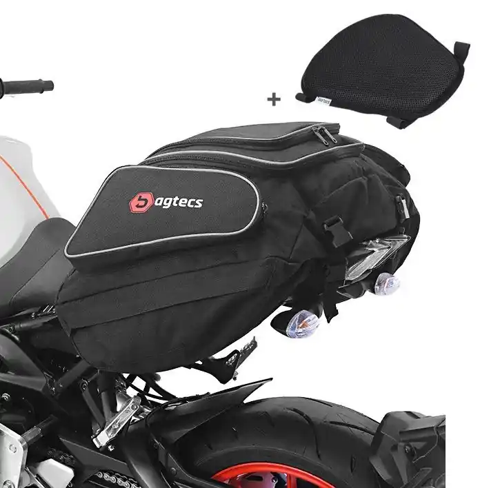 Set ST1 Motorfiets Buddyseat tas Bagtecs X50 en Gel Zadelkussen M Comfort Tourtecs Beperkte Voorraad