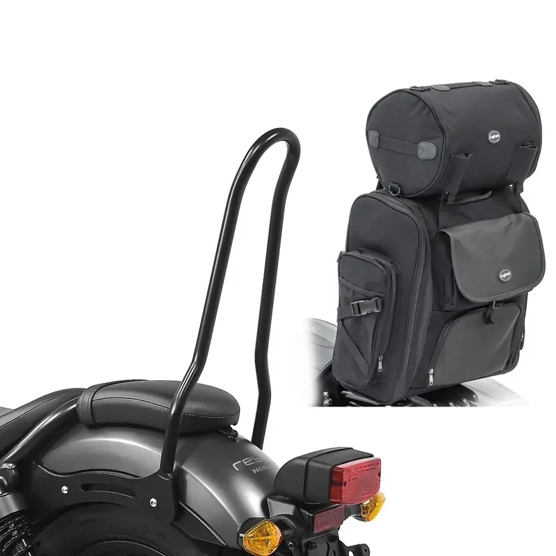 Op = Op Set Sissybar + Tas compatibel met Honda Rebel 500 CMX 17-26 Craftride SXL