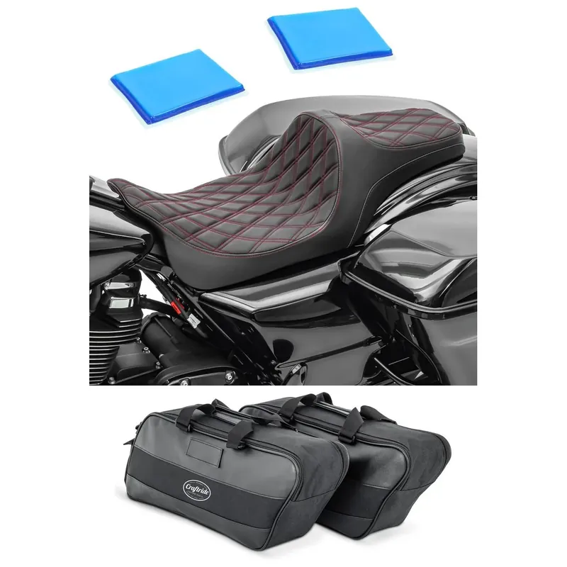 Set: Gel Zadel passend voor Harley Davidson Touring 08-26 Craftride FR6 + Zijkoffer binnenzak passend voor Harley Davidson Touring 94-26 zadeltassen Craftride Veilige Betaling