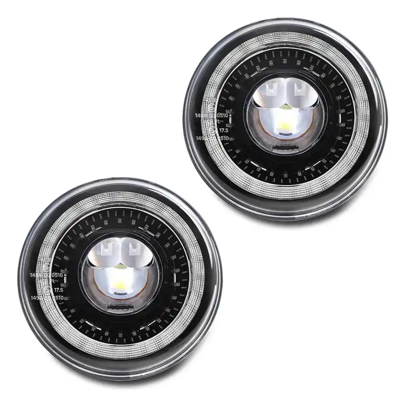 Set 2x LED koplamp 7" passend voor Harley Davidson met E-markering DRL DE1 zwart Craftride Premium