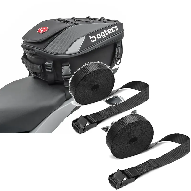 Must-Have Set: Motorfiets buddyseat tas X30 Achtertas uitbreidbaar 20-30Ltr zw Bagtecs met Motorfiets Spanband 150cm 2 stuks in zw
