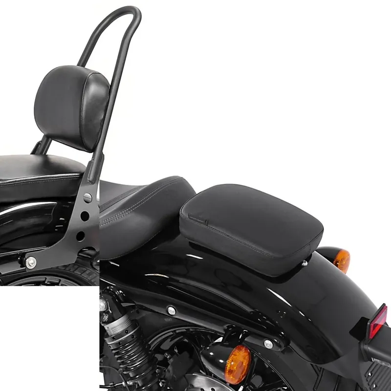 Snelle Levering Set: Sissy Bar afneembaar Craftride geschikt compatibel met Harley Davidson Sportster 04-20 + Passagier Zadel Met Zuignappen voor Custom Bikes Craftride Glider zwart