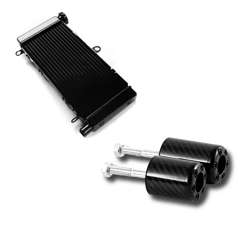 Betaalbaar Set: Waterkoeler compatibel met Honda Hornet 600 98-06 Radiateur Koeler Aluminium + Valdoppen Honda CB 600 Hornet / CBF 600 98-07 Carbon