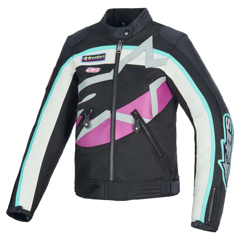 Alpinestars Idles Motorjas Zwart-Wit-Paars XS Finale Uitverkoop