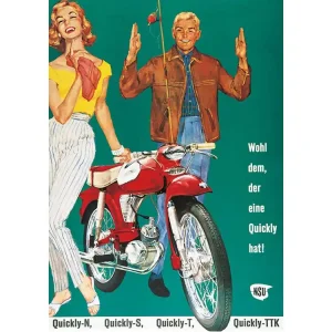 Flitsaanbieding Werbeplakat NSU Quick 42cm 29cm voor Quickly N, S, T, TTK