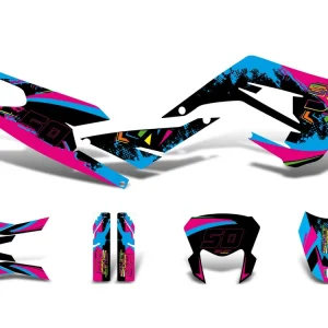 Beperkt Aanbod Dekor / Sticker Kit zwart-pink-blau Glanzend voor Gilera SMT 50 2018