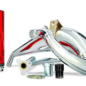 Gratis Retour Uitlaat VOCA Cross verchroomd 50/70cc Rode demper voor Aprilia RX, SX, Derbi Senda