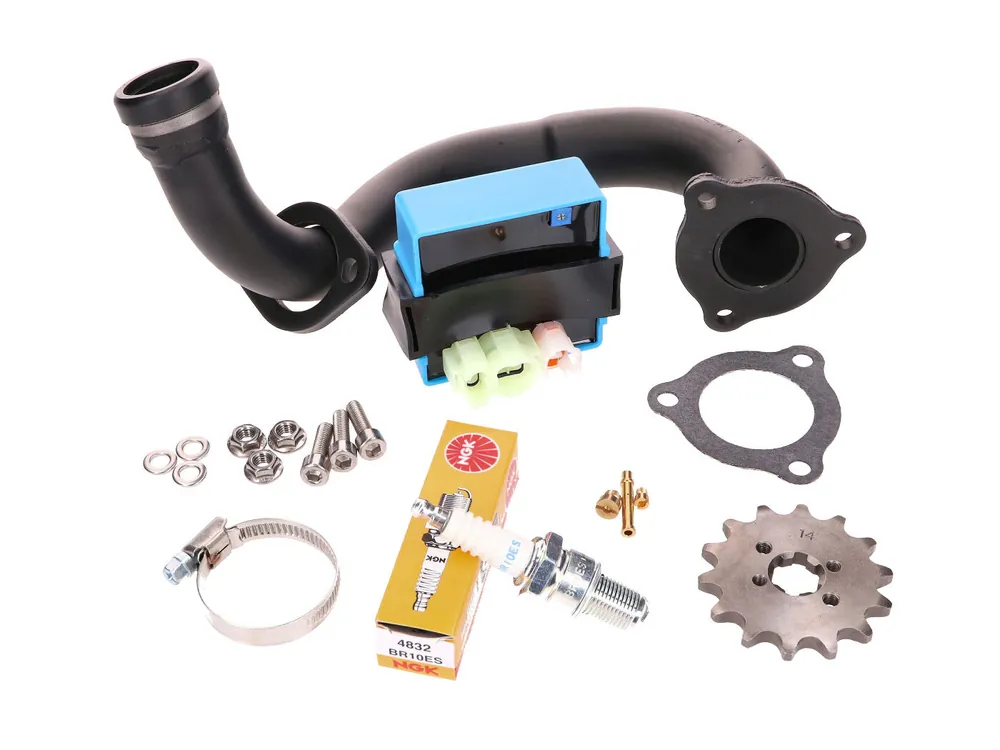 Opvoerkit / Opvoerset (ontgrens set) CDI verstelbaar / zwarter bocht voor Derbi Senda, Aprilia RX 50, SX 50, Gilera RCR, SMT 2018- (Euro4) Bestseller