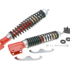Dagaanbieding Onderstel set / Schokbreker Set Carbone Sport rood / zwart voor LML Star, Deluxe, Vespa PX, PE