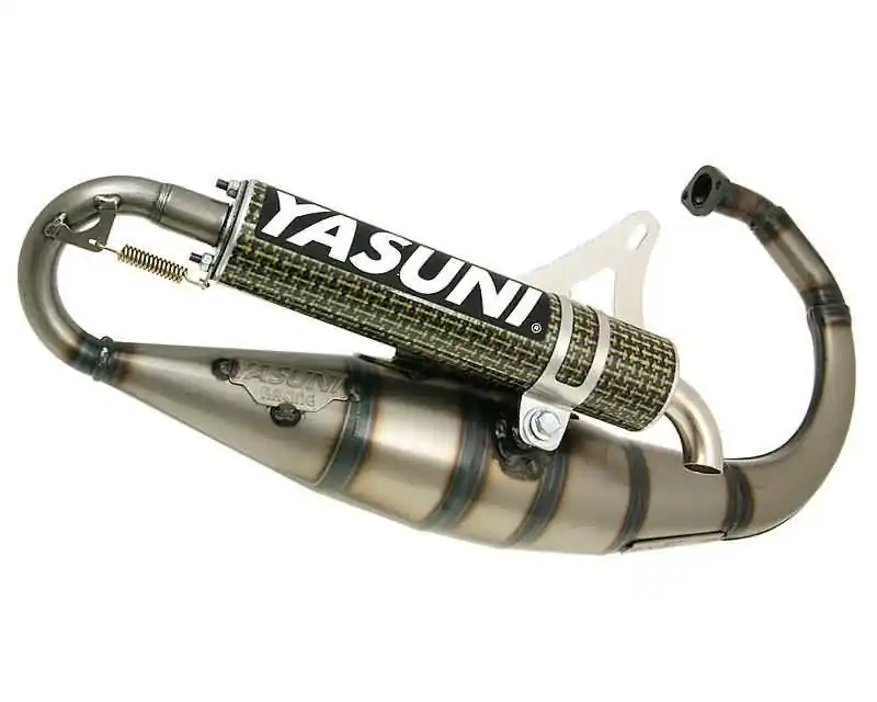 Must-Have Uitlaat Yasuni Scooter R geel Carbon voor Minarelli verticaal