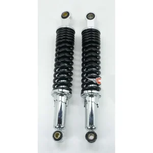 Betaalbaar Federbein Chroom zwart 310mm 5-fach verstelbaar 10mm/12mm Buchsen voor Zündapp GTS, C 50 Sport, KS, Hercules, Kreidler, Puch Brommer, Brommer