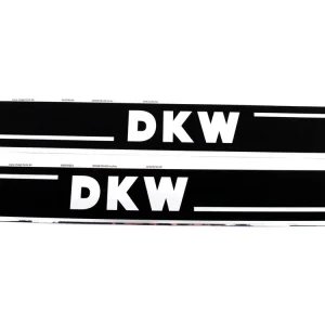 Tank Sticker Maße 330mm x 40mm Farbe Hintergrond Mattzwart Schrift Glanzwit voor Brommer, Brommer Actieprijs