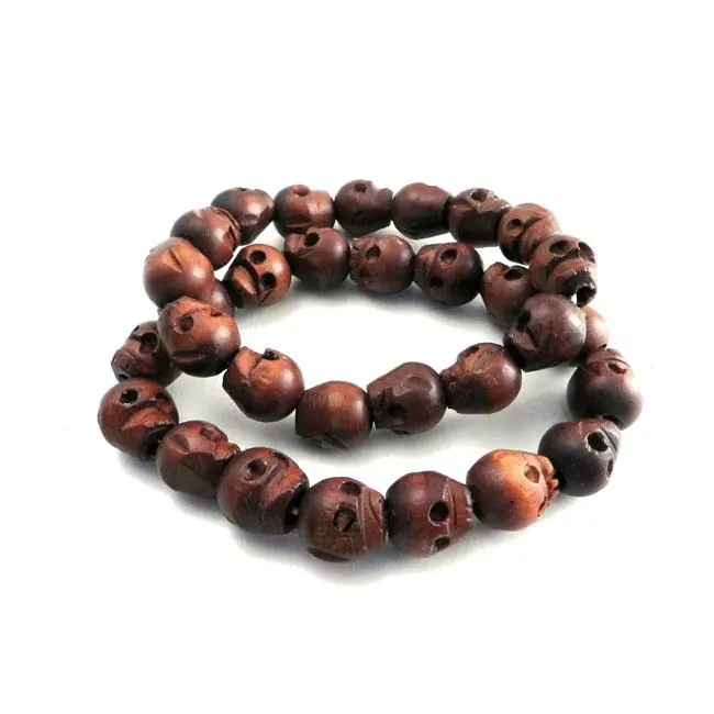 Direct Verzonden Amigaz Houten Doodskop Armbandenset