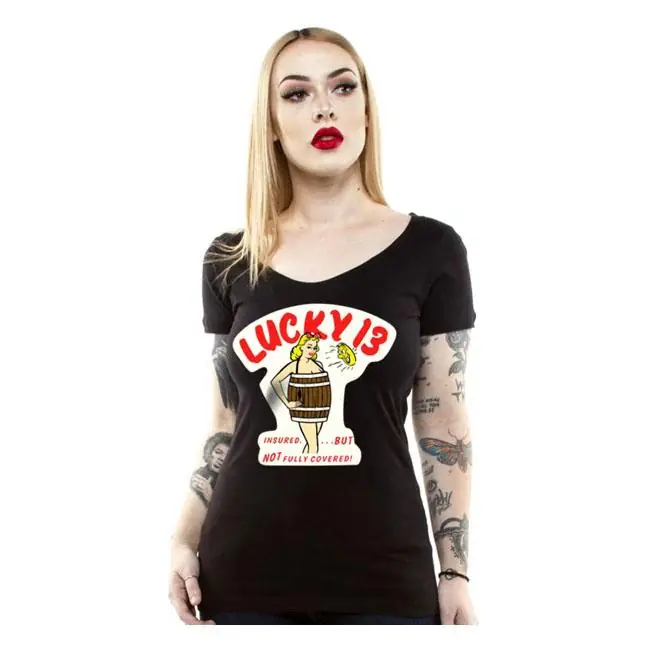 Lucky 13 Verzekerd T-Shirt Zwart S Speciale Aanbieding