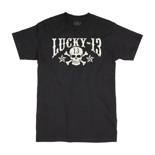 Lucky 13 Doodskop Sterren T-shirt Zwart S Betaalbaar