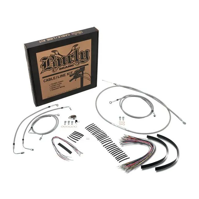 Superprijs Burly Apehanger Kabel/Lijn Kit voor Touring 97-99 FLHR/C. FLT/C/R / Braided Stainless Steel / 14"