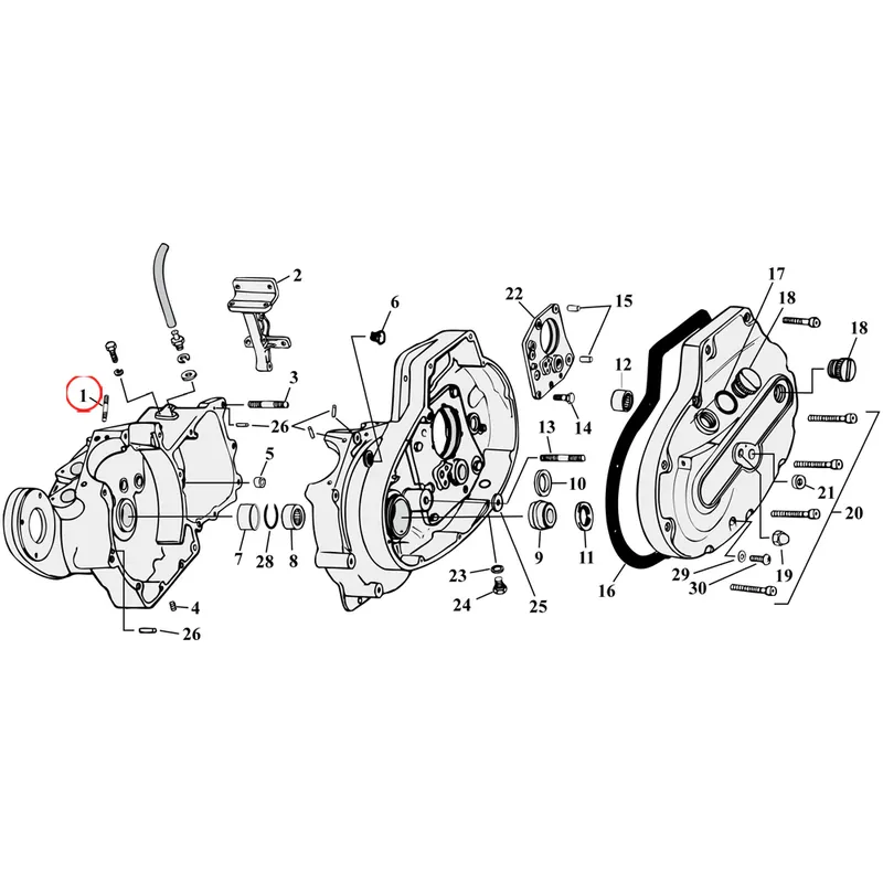 Superprijs Carter-onderdelendiagram voor 77-90 Harley Sportster 1) 77-85 XL. Stud. cylinder base (set of 5). Replaces OEM 16830-72