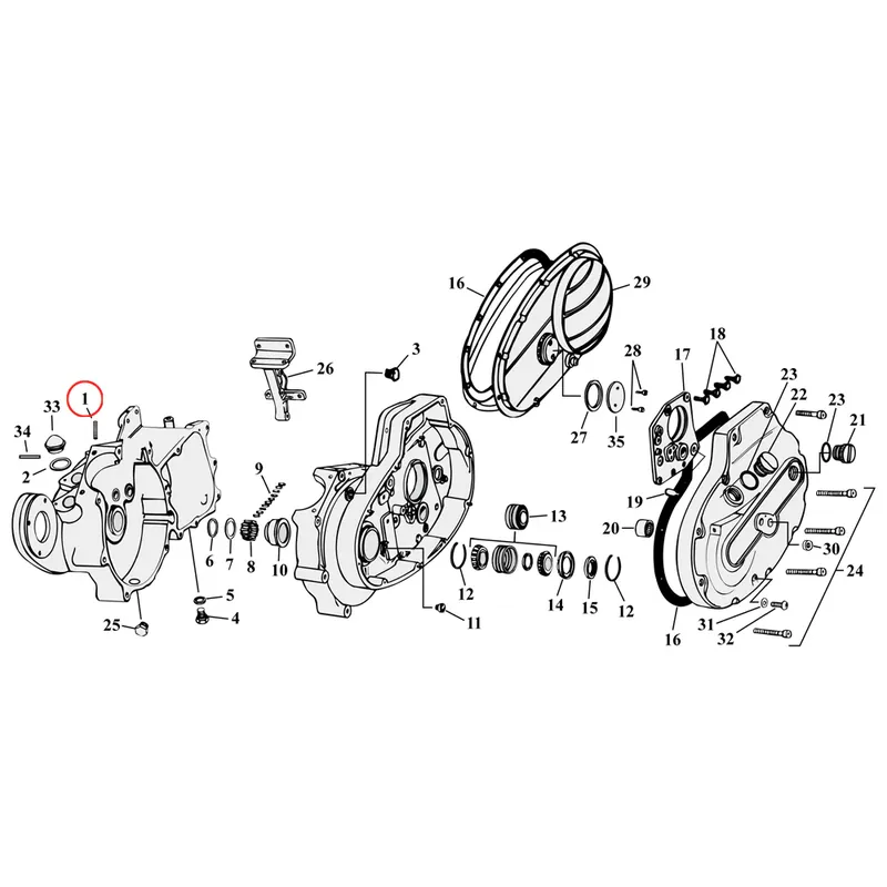 Beperkt Aanbod Carter-onderdelendiagram voor 54-76 Harley Sportster 1) 54-71 K. XL. Cylinder base studs (set of 5). Replaces OEM 16830-54