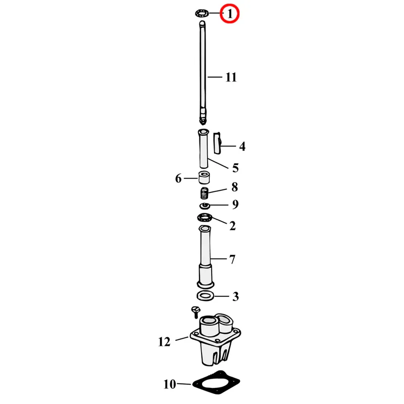Duwstang-onderdelendiagram, explosietekening voor Harley Panhead / Shovelhead 1) L79-84 Shovelhead. Quad seal. upper. Replaces OEM 11118 Populair