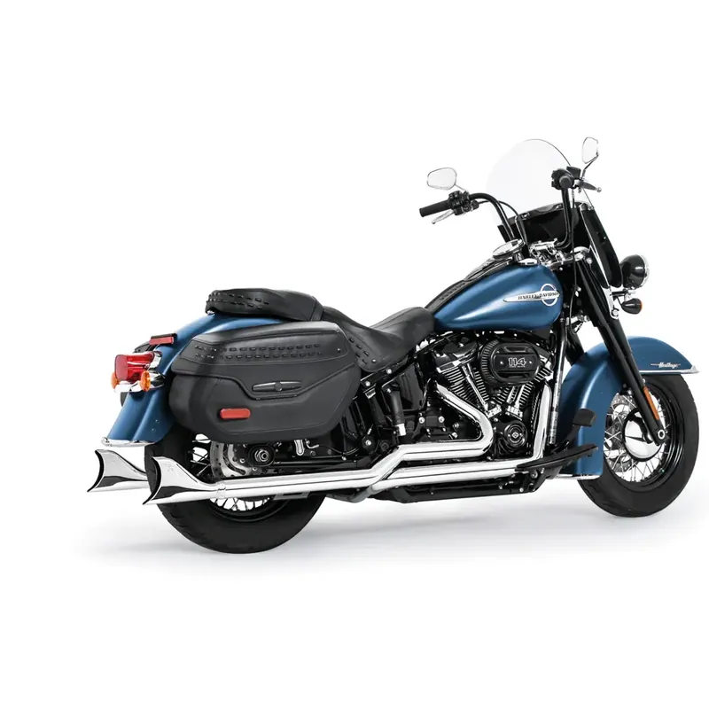 Exclusieve Aanbieding Freedom Performance Sharktail True Duals Uitlaat voor Harley 18-25 Softail (read note) (excl. Fat Boy / Breakout) / Chrome / 33"
