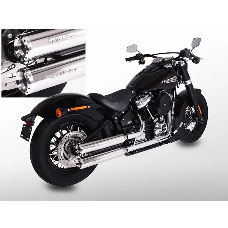 Koopje Miller Destiny Euro 5 Slip-On Geluiddempers voor Harley 21-24 Softail Fat Boy (114/117" engine) / Polished / Straight Polished