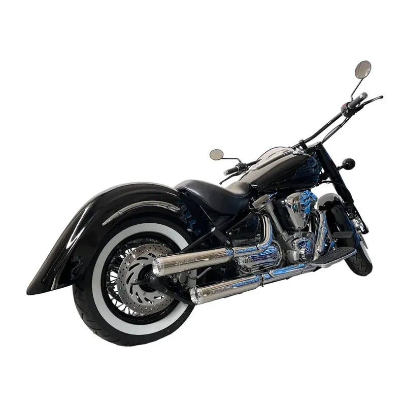 Miller Skyline Euro 2 Slip-On Geluiddempers voor Yamaha 99-04 XV1600 Wild Star / Polished / Straight Polished Favoriet