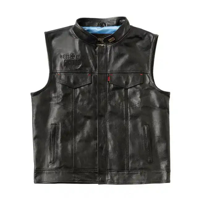 Uitverkoop West Coast Choppers x 13 1/2 Dominator Leren Motorfiets Vest Black / S
